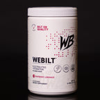 WeBilt electrolyte powder container on a black background